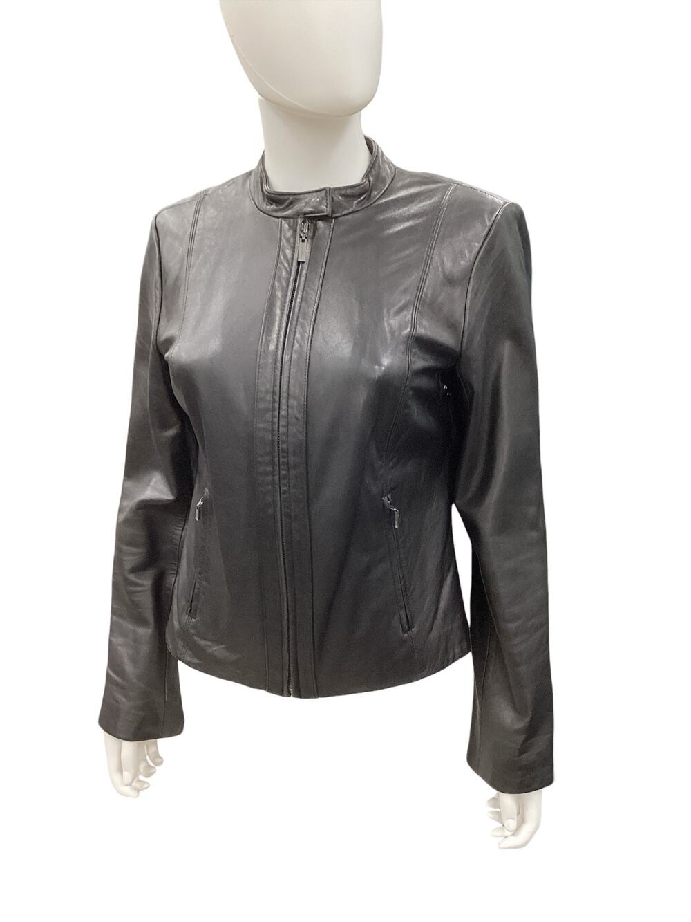 Cole Haan Jacket Women’s SZ S Leather Soft Lambskin Leather Lined Pockets Black